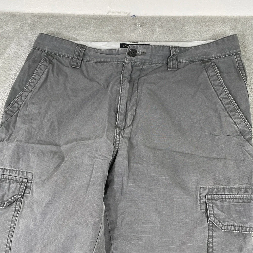 Banana Republic Cargo Pants Mens 33x32 Gray Ripstop‎ Cotton Multi Pocket Utility